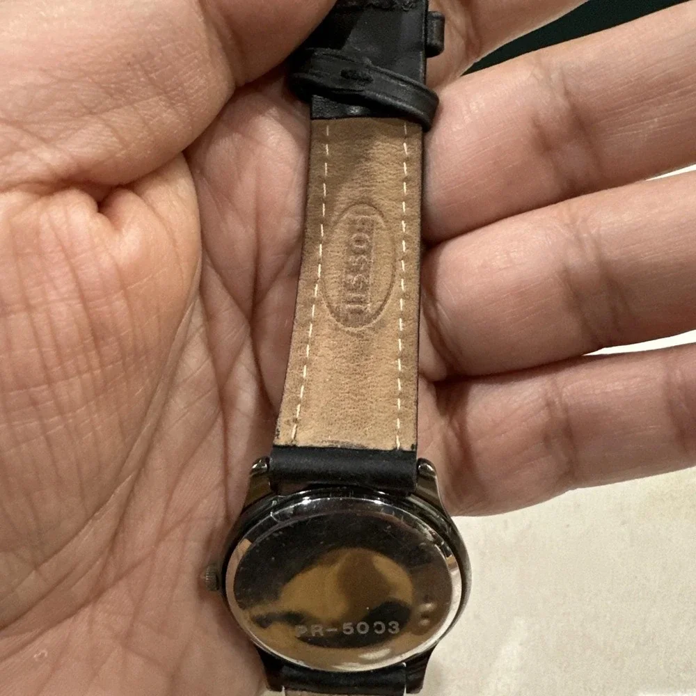 Working Vtg Fossil Super Bowl XXXIV Mens Watch 2000 Limited Edition 33mm Fit 7.5